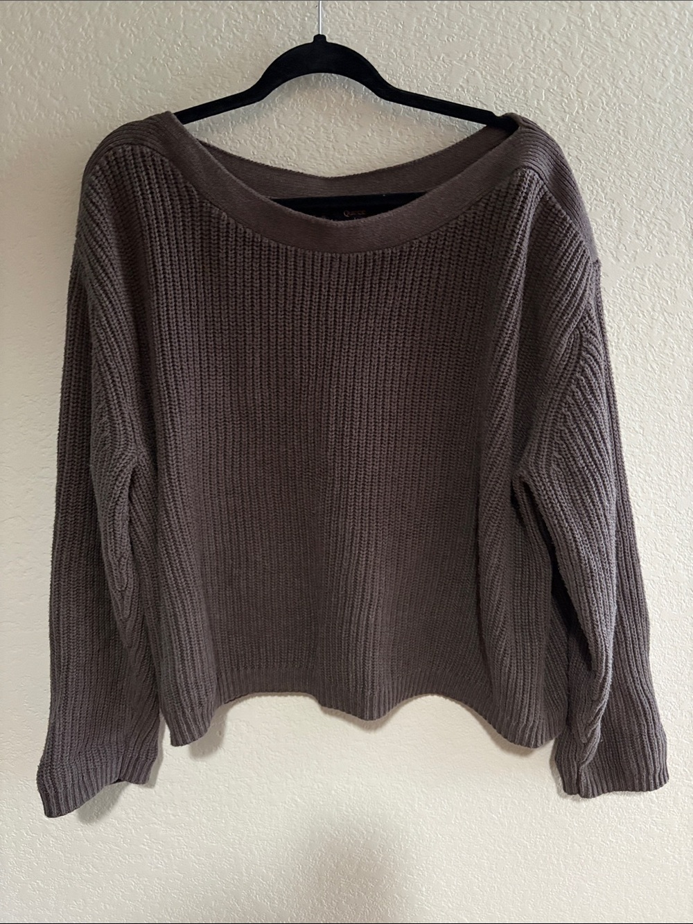 Quince Taupe Boat-Neck Knit Sweater